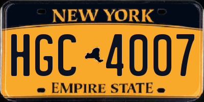 NY license plate HGC4007