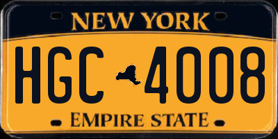 NY license plate HGC4008