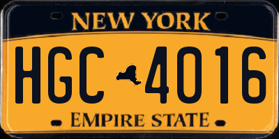 NY license plate HGC4016