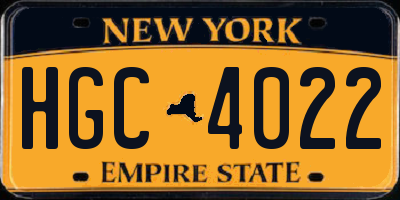 NY license plate HGC4022