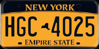 NY license plate HGC4025