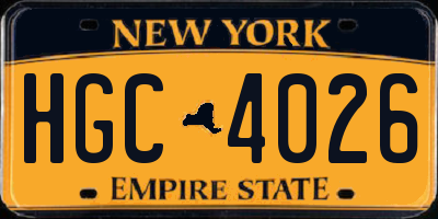 NY license plate HGC4026