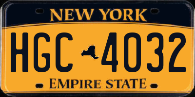 NY license plate HGC4032