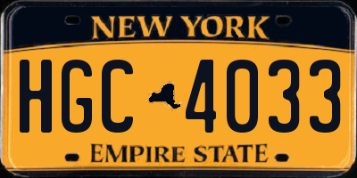 NY license plate HGC4033