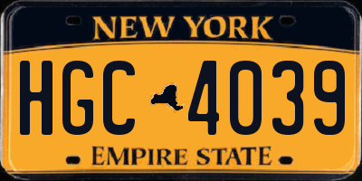 NY license plate HGC4039