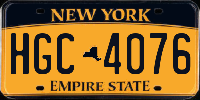 NY license plate HGC4076