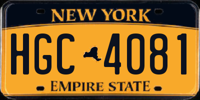 NY license plate HGC4081