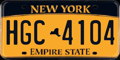 NY license plate HGC4104