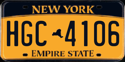 NY license plate HGC4106