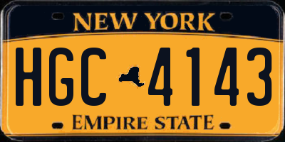 NY license plate HGC4143