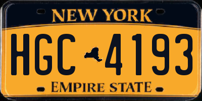 NY license plate HGC4193