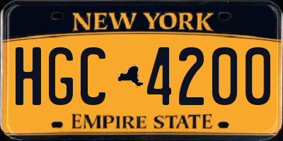 NY license plate HGC4200