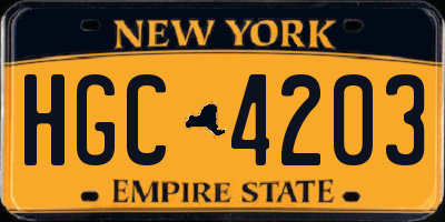 NY license plate HGC4203