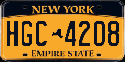 NY license plate HGC4208