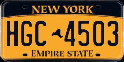 NY license plate HGC4503