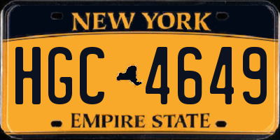 NY license plate HGC4649