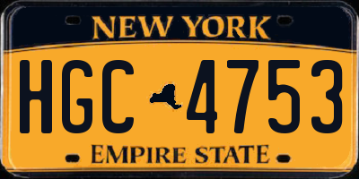 NY license plate HGC4753