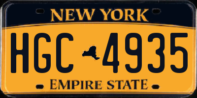 NY license plate HGC4935