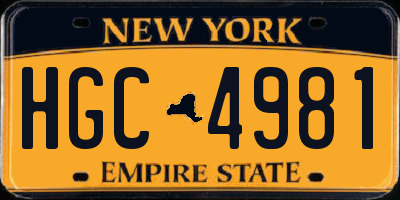 NY license plate HGC4981