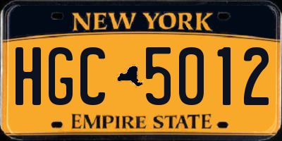 NY license plate HGC5012