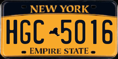 NY license plate HGC5016