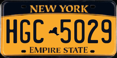 NY license plate HGC5029