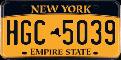 NY license plate HGC5039