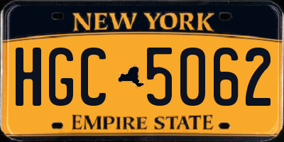 NY license plate HGC5062