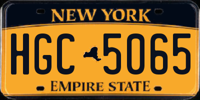 NY license plate HGC5065