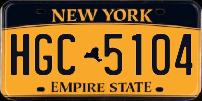 NY license plate HGC5104