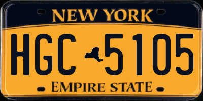 NY license plate HGC5105