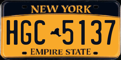 NY license plate HGC5137