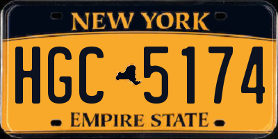 NY license plate HGC5174