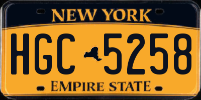 NY license plate HGC5258