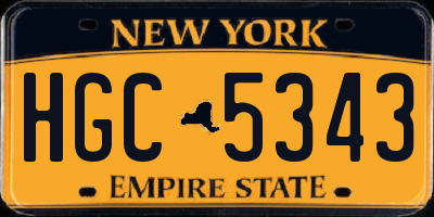 NY license plate HGC5343