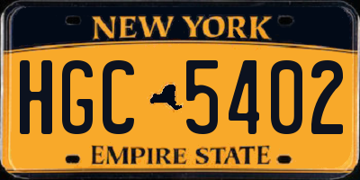 NY license plate HGC5402