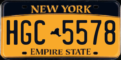 NY license plate HGC5578