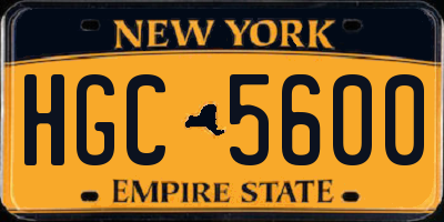 NY license plate HGC5600