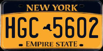 NY license plate HGC5602