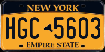 NY license plate HGC5603