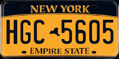 NY license plate HGC5605