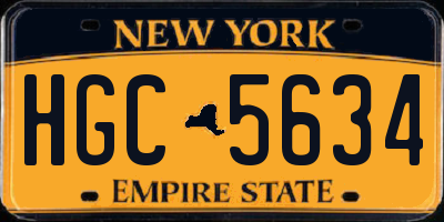 NY license plate HGC5634