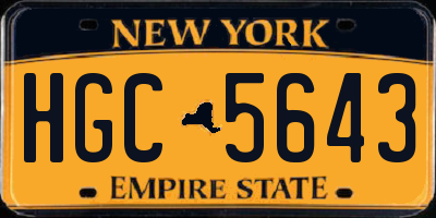 NY license plate HGC5643