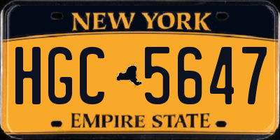 NY license plate HGC5647