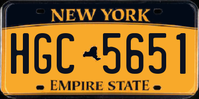 NY license plate HGC5651