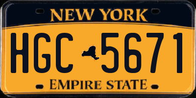 NY license plate HGC5671