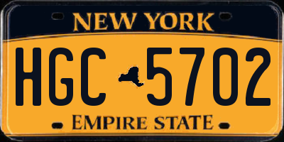 NY license plate HGC5702
