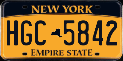 NY license plate HGC5842