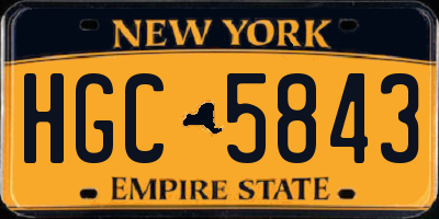 NY license plate HGC5843