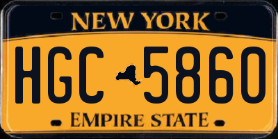 NY license plate HGC5860